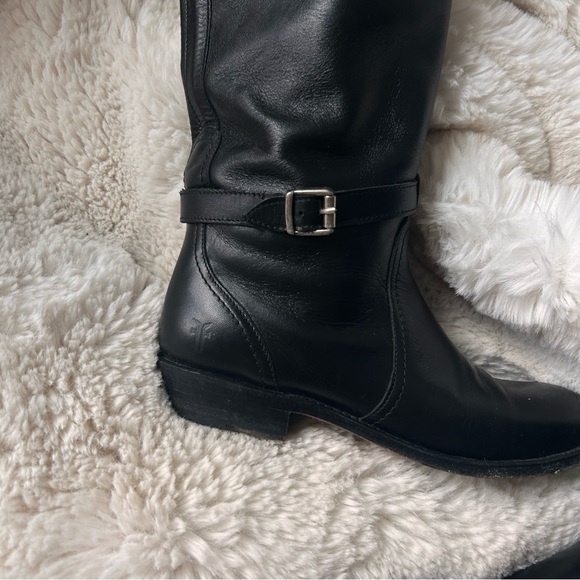 Frye Leather Double Buckle Riding Boots - Picture 3 of 7